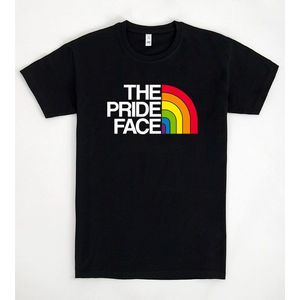 T-shirt The Pride Face Rainbow nera, taglia unisex per adulti - Product Image 1
