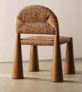 Sillas Tejidas con Cuerda, Sillas Individuales Casuales de Madera Maciza Retro, Sillas de Comedor Artísticas, Sillas con Respaldo para Alojamientos - Product Image 3