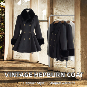 2026 Autumn Winter New Vintage Hepburn Prologue Waist-controlled Cotton Woolen Rich Girl's <b>Poncho</b> - Product Image 2