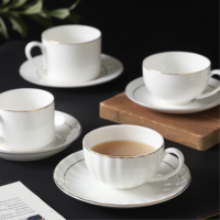 Ensemble tasse et soucoupe à café en porcelaine personnalisée 210 ml, style nordique, luxe blanc avec bord doré, écologique, style américain, vaisselle de table, cadeau
