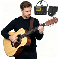 Pastilla para Guitarra Acústica KLT-3, Sistema de Pastillas Activas Dobles con Ecualizador de 5 Bandas, Sintonizador LCD, Preamp OEM de Fábrica, ABS, Profesional y para Principiantes