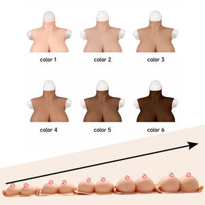 Male to Female Sexy Boobs Silicone Breast Form High Collar Fake <strong>Tits</strong> With Clavicle for Crossdresser Transvestite Sissy Cosplay - Product Image 4