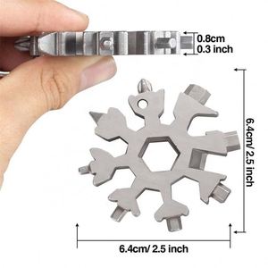 18 in 1 Snowflake Multi Pocket <b>Tool</b> Keychain <b>Spanner</b> Hex Wrench Multifunction Screwdriver Multipurpose Camp Survive Outdoor Hike - Product Image 3
