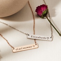 Dropshipping Collier en acier inoxydable plaqué or 18K personnalisé avec plaque signalétique gravée avec nom et logo
