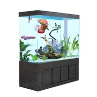Grand Rectangle Verre Aquarium Réservoir de Poissons 50L Ménage Cloison Température de l'Eau Télécommande Style Luxe Boîte Emballée