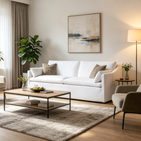 Canapés d'intérieur pour salon, modernes, faciles à nettoyer, avec cadre en bois personnalisé, accoudoirs inclinés, canapé modulaire 2 places pour usage résidentiel