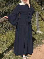 Robe longue unie pour femmes turques 2024, robe de soirée modeste musulmane, abaya longue
