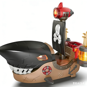 Bateau pirate électrique avec lumières et musique, jouet à roues universelles pour éviter les obstacles, jouet à bascule pour enfants - Product Image 5