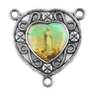 Centro de Rosario Católico de Metal Personalizado con Forma de Corazón Hueco, Centro de Rosario de Santo de 24 mm - Product Image 5