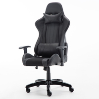 Silla de Oficina Ergonómica de Cuero Negro para PC, Estilo Racing, Reclinable, Cómoda, para Juegos