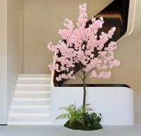 GIANTEX Plante Artificielle d'Intérieur Cerisier Rose 190 CM Pot en Ciment Branches Réglables Fleurs Réinsérées Intérieur/Extérieur Maison