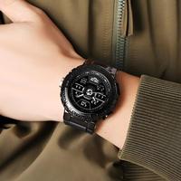 Skmei jam tangan 2227 pria, arloji olahraga anti air 50M Quartz, tampilan ganda Digital Stopwatch untuk lelaki