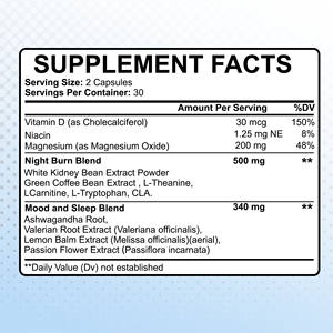 Complément Alimentaire Brûleur de Graisse Nocturne Formule Avancée en Capsules Marque Blanche – Stimule le Métabolisme et Supprime l'Appétit - Product Image 4