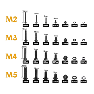 M2 M3 M4 M5 Máy Vít khóa phẳng máy giặt lớp 10.9 hợp kim thép Hex ổ cắm nút đầu đen vít đai ốc và bu lông Kit - Product Image 2