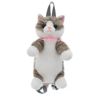 Nouvelle Tendance Mode Sac à Dos en Peluche 3D Chat Rembourré Fait Main Sac à Dos Unique Personnalisé pour Femme avec Logo