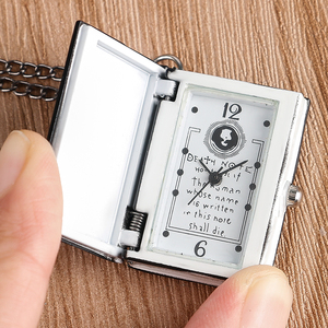 Reloj de <span class=keywords><strong>Bolsillo</strong></span> de Cuarzo Steampunk Cool Death Note, Tamaño Pequeño, Forma de Libro Negro, Collar <span class=keywords><strong>con</strong></span> Colgante, Regalos de Cumpleaños para Hombres, Mujeres y Niños - Product Image 5