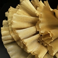 Tissu en dentelle d'organza plissé métallique brillant, grande dentelle plissée rigide à bord ondulé, dentelle de 27 cm pour robe de scène, robe de performance