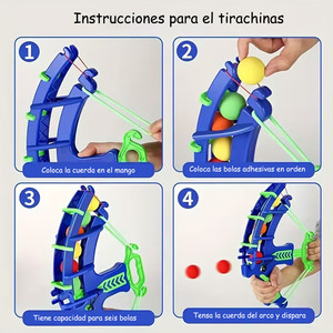 Juego de arco y flecha de plástico azul con bolas de espuma de colores para niños, juego al aire libre, 33 cm, 19,5 cm, 3 cm - Product Image 2
