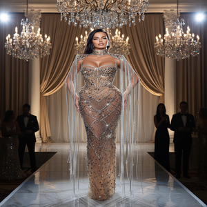 Hot Selling 2025 Luxury Wedding Evening Dress Floor-Length Mermaid Silhouette Strapless Sexy Collar Built-in Bra Crystal Lace - Product Image 3