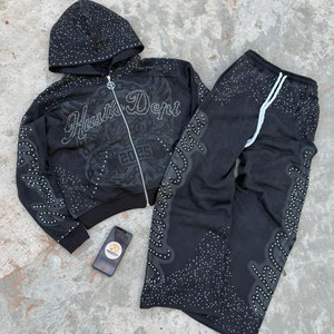 Conjuntos Deportivos de Invierno para Hombre de Algodón de Alta Calidad con Logotipo Personalizado de ASISTO INDUSTRIES, Pantalones Deportivos Acampanados de Felpa Francesa y Sudadera con Capucha - Product Image 1