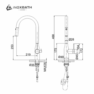 <span class=keywords><strong>Robinet</strong></span> de <span class=keywords><strong>cuisine</strong></span> monocommande en acier inoxydable 304, chaud/froid, à arc haute, à poser sur comptoir, design classique et moderne, rotation à 360 degrés, cartouche céramique - Product Image 2