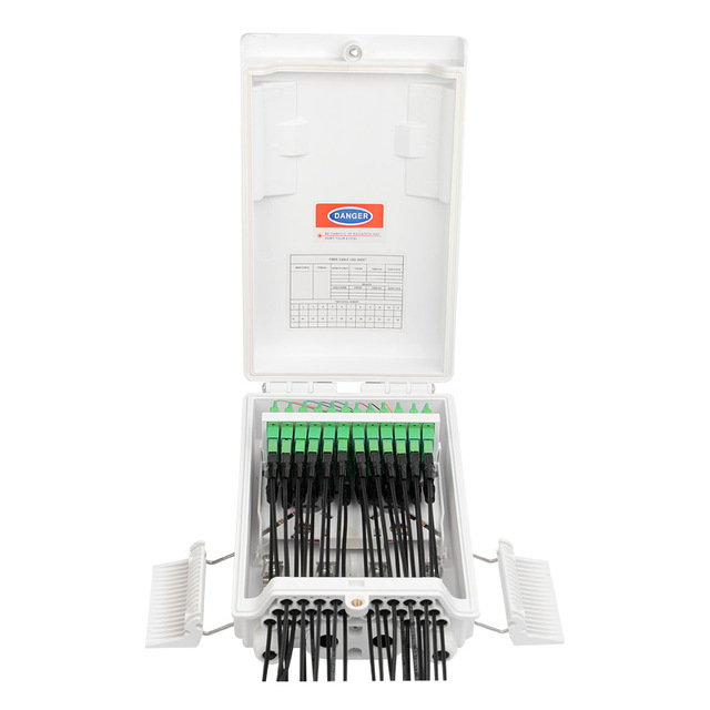 NAP 16 24 Port Optical Fiber Distribution Box Ftth Wall Pole Mounting 1kg APCXY Complete Box Product Type Fiber Optic Equipment