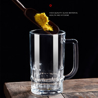 Blinkmax Tasse à bière en verre de 300 ml à 600 ml pour bière pression, café, thé et lait, tasse en verre avec poignée, logo personnalisé, tasse en verre