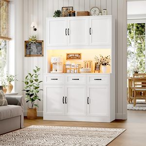 Meuble de cuisine moderne blanc SENYU avec 3 tiroirs et 4 portes, unité de rangement de 71,7 pouces de hauteur pour l'organisation du garde-manger - Product Image 6