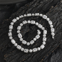 Strass en cuivre doré taille émeraude pour homme, bijoux de déclaration Hip Hop Iced Out