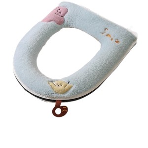 Housse de siège de toilette universelle en peluche épaisse et chaude pour l'automne et l'hiver, style fermeture éclair - Product Image 3