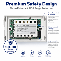 Interrupteur mural intelligent WiFi/Zigbee pour ventilateur et éclairage, protection contre les surtensions, PC pour la maison, interrupteur mural tactile moderne US avec commande vocale, application et minuterie