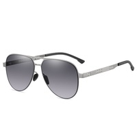 Lunettes de soleil polarisées pour hommes, style pilote, monture métallique à double pont, protection UV400, logo personnalisé