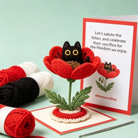 Jouet chat en fleur fait main, cadeau anti-stress pour enfants, amusant et éducatif, en fil et rembourrage en coton PP, pour les 5-7 ans, faible MOQ