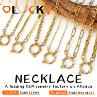 Fabricant de bijoux personnalisés LUCKYJIU, chaîne en acier inoxydable plaqué or 18 carats, étanche, chaîne en forme de trombone, breloques DIY avec fermoir marin