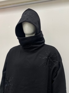 Felpa con Cappuccio Personalizzata Hunter con Ricamo 3D Illuminato, Vestibilità Oversize, Logo Ricamato Pesante, Pullover da Uomo - Product Image 3