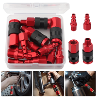 MAXIWORLD 1/4-Inch NPT Male Hitam Merah Aluminium Fitting Kompresor Udara Industri Plug Pneumatik 0-300psi
