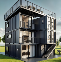 Maison modulaire en structure acier personnalisée sur mesure de 20, 30 ou 40 pieds avec balcon et escalier, 5 ans sans entretien