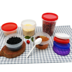 Tazón de plástico transparente de 150ml 300ml 400ml 500ml 700ml 1000ml con tapa giratoria hermética desechable para llevar, ideal para picnic. - Product Image 1