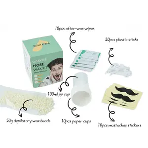 Waxkiss Portable 50g Painless Nose Hair Removal Wax Kit Men Nasal Waxing Nose Hair Hard Wax Pearl Bean