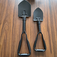 Outil d'extérieur multifonctionnel, pelle de survie tactique pliable durable, lame à pointe ronde, manche de 60 cm, revêtement en poudre noire