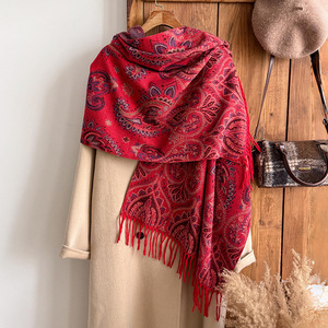 Retro Paisley Floral Tassel <b>Shawl</b> Ethnic Wind Decorative Scarf Outdoor Travel Soft <b>Wrap</b> - Product Image 2