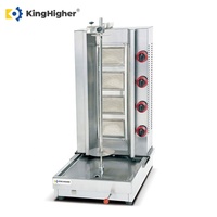 Machine à shawarma au gaz commerciale à 4 brûleurs, rotation automatique, en acier inoxydable, équipement de grillade pour gyros, doner kebab, poulet et viande