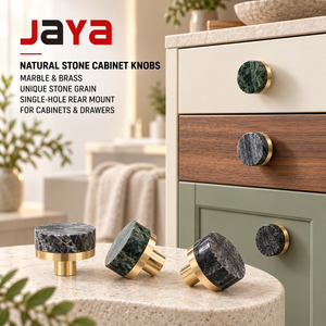 JAYA Natuurlijke Marmeren Stenen Kastknoppen Enkelgats Gouden Ladegrepen voor Keuken Kasten Dressoir Meubels - Product Image 1