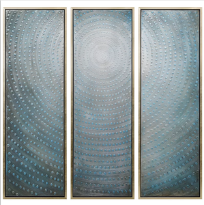 Moderne Extra Large 3 Panneau Encerclé Abstrait Point Bleu Peintures Lourdes Toile <span class=keywords><strong>Peinture</strong></span> À L'huile pour La Maison Chambre Mur Art Décor - Product Image 4