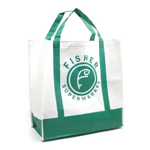Custom Shopping Lebensmittel Recycled Large Capacity Tote Green Hersteller Niedriger Preis Pp Woven Fabric Bag