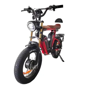 ABS ब्रेक प्रणाली दोहरी मोटर दोहरी बैटरी Ebike 48v1000w * 2 एफ/आर 22ah * 2 पूर्ण निलंबन तेल ब्रेक लांग सीट तेजी से बिजली की बाइक