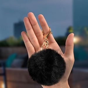 Faux <b>Rabbit</b> Fur Ball Pom Pom Keychain Soft Artificial <b>Rabbit</b> Fur Plush Fluffy Ball Key Ring with Shiny Crystal for Women - Product Image 6