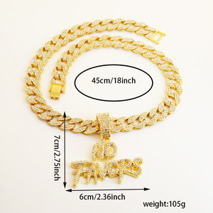 Collar de Cadena Cubana con Colgante de Monograma Hip Hop, Estilo Moderno para Discoteca, Collar de Cadena Cubana a la Moda - Product Image 2