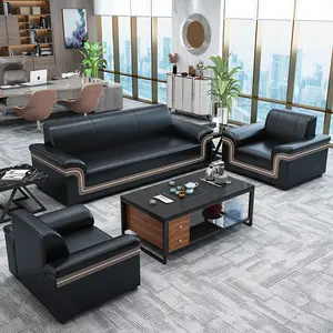 Set Sofa kulit modern, bahan kain ruang tamu kantor bagian sofa modern PVC kulit PU