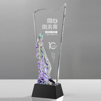 Souvenir de réunion annuelle de la société Crystal Star créative à cinq branches personnalisée Trophée en verre de cristal personnalisé